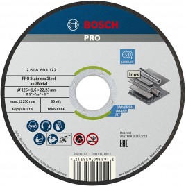 BOSCH Korundowa tarcza tnąca PRO Stainless Steel and Metal, 125 × 1,6 × 22,23mm 2608619050