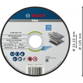 BOSCH Korundowa tarcza tnąca PRO Stainless Steel and Metal, 125 × 1,6 × 22,23mm 2608619050
