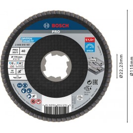 BOSCH Tarcza listkowa PRO X571, kątowa, 115 mm, G40, X-Lock 2608619197