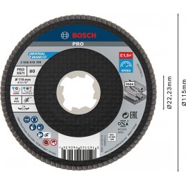 BOSCH Tarcza listkowa PRO X571, kątowa, 115 mm, G80, X-Lock 2608619199