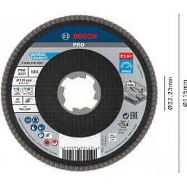 BOSCH Tarcza listkowa PRO X571, kątowa, 115 mm, G120, X-Lock 2608619200