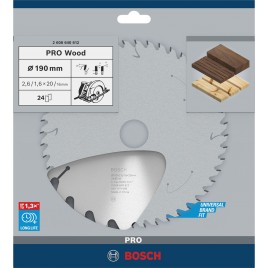BOSCH Tarcza pilarska PRO Wood, 190 × 2,6 × 20 mm, T24 2608640612
