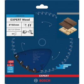 BOSCH Tarcza pilarska Expert for Wood 160 × 2,6/1,6 × 20 mm, T24 2608644019
