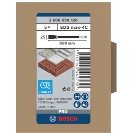 BOSCH Dłuto płaskie PRO SDS max-4C, 25 × 600 mm, 5 szt 2608690126