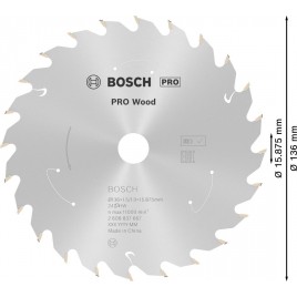 BOSCH Tarcza pilarska PRO Wood cordless Circular Saw Blade 136 x 1,5 x 15,875 mm 2608837