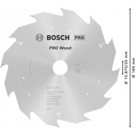 BOSCH Tarcza pilarska PRO Wood cordless 160x20/15,875x1,5/1,0x12T 2608837675