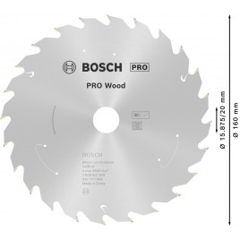 BOSCH Tarcza pilarska PRO Wood cordless 160x20/15,875x1,5/1,0x24T 2608837676