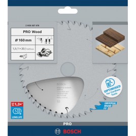 BOSCH Tarcza pilarska PRO Wood cordless 160x20/15,875x1,5/1,0x48T 2608837678
