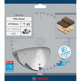 BOSCH Tarcza pilarska PRO Wood cordless 165x15,875x1,5/1,0x12T 2608837680