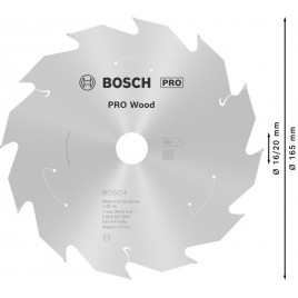 BOSCH Tarcza pilarska PRO Wood cordless 165x20/16x1,5/1,0x12T 2608837684