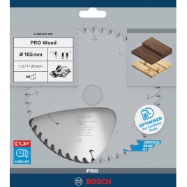 BOSCH Tarcza pilarska PRO Wood cordless 165x20x1,5/1,0x48T 2608837687