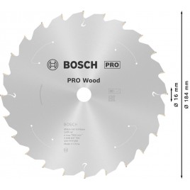 BOSCH Tarcza pilarska PRO Wood cordless 184x16x1,6/1,0x24T 2608837700