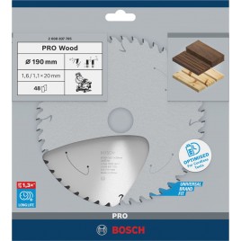 BOSCH Tarcza pilarska PRO Wood cordless 190x20x1,6/1,1x48T 2608837705