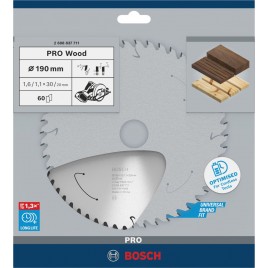 BOSCH Tarcza pilarska PRO Wood cordless 190x30/20x1,6/1,1x60T 2608837711