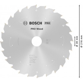 BOSCH Tarcza pilarska PRO Wood cordless 216×1,7/1,2×30 T24, 2608837721