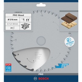 BOSCH Tarcza pilarska PRO Wood cordless 216x30x1,7/1,2x24T 2608837724