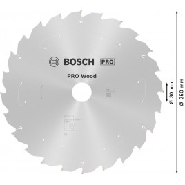 BOSCH Tarcza pilarska PRO Wood cordless 250x30x2,2/1,6x24T 2608837727