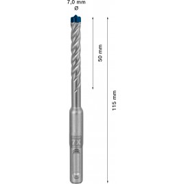 BOSCH Wiertła udarowe EXPERT SDS plus-7X 7 x 50 x 115 mm 2608900083