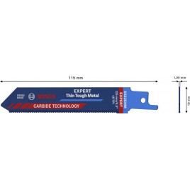 BOSCH Brzeszczot do piły szablastej EXPERT 'Thin Tough Metal' S 522 EHM, 1 szt. 2608900359