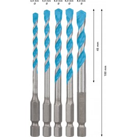 BOSCH Zestaw wierteł EXPERT HEX-9 MultiConstruction 4/5/6/6/8 mm 5 części 2608900585