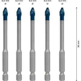 BOSCH Zestaw wierteł do dachówek EXPERT HardCeramic HEX-9 6 mm, 5 szt. 2608900599