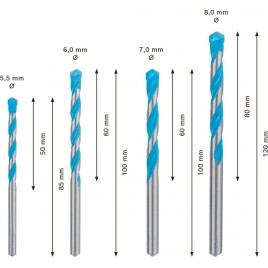 BOSCH Zestaw wierteł EXPERT MultiConstruction CYL-9 5,5/6/7/8 mm, 4 części 2608900646