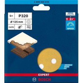 BOSCH Papier ścierny EXPERT C470 z 8 otworami, 125 mm, G 320, 5 szt. 2608900810