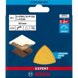 BOSCH Zestaw papierów ściernych EXPERT C470, 93 mm, G 60/120/240, 6 szt. 2608900832