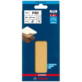 BOSCH Papier ścierny EXPERT C470 z 8 otworami, 80 x 133 mm, G 80 10 szt. 2608900879