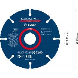 BOSCH Tarcze tnące EXPERT Carbide Multi Wheel 115 mm, 22,23 mm 2608901188