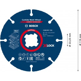 BOSCH Tarcza tnąca EXPERT Carbide Multi Wheel X-LOCK 115 mm, 22,23 mm 2608901192