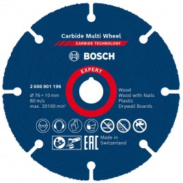 BOSCH Tarcze tnące EXPERT Carbide Multi Wheel 76 mm, 10 mm 2608901196