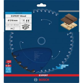 BOSCH Tarcza pilarska EXPERT Wood, 216 × 2,6 / 1,6 × 30 mm, T24 2608902207