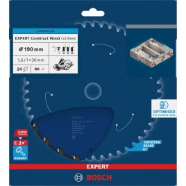 BOSCH Tarcza pilarska EXPERT Construct Wood cordless, 190 × 1,6 / 1 ×30 mm, T24 2608902211