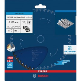 BOSCH Tarcza pilarska Stainless Steel cordless, 165 × 1,6 / 1,2 × 20 mm, T48 2608902219