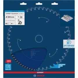 BOSCH Tarcza pilarska EXPERT Aluminium cordless, 305 × 2,4 / 1,8 × 25,4 mm, T80 2608902247