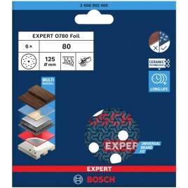 BOSCH Krążek ścierny EXPERT O780 Foil, 125 mm, G80 2608902400