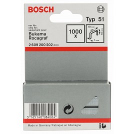 BOSCH Zszywka z drutu płaskiego, typ 51, 10 x 1 x 10mm 2609200200