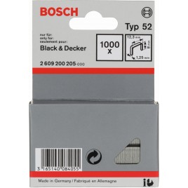 BOSCH Zszywka z drutu płaskiego, typ 52, 12,3 x 1,25 x 8mm 2609200205