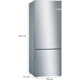 Bosch Serie 4 Lodówka z dolnym zamrażalnikiem wolnostojąca 191x70 cm KGV58VLEAS
