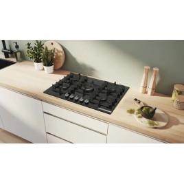 Bosch Serie 6 Płyta gazowa 75 cm Szkło hartowane, Czarny PPQ7A6I40