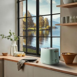 DOMO WOOD YOU Toster na 2 kromki, 1000 W, zielony DO973T