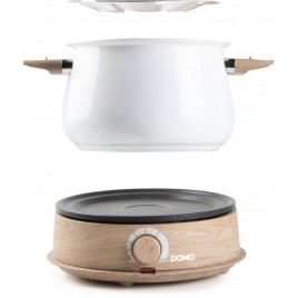 DOMO Fondue - biały/drewniany DO736F