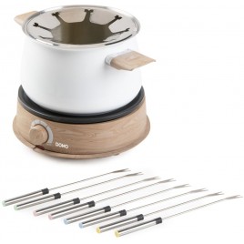 DOMO Fondue - biały/drewniany DO736F