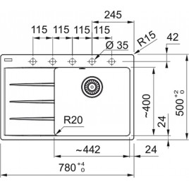 Franke Centro CNG 611-78 TL, 780x500 mm, zlewozmywak, Fragranit, Czarny mat 114.0633.138