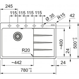 Franke Centro CNG 611-78 TL, 780x500 mm, zlewozmywak, Fragranit, Czarny mat 114.0633.145