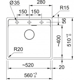 Franke Maris MRG 610-52 RTL, 560x510 mm, Zlewozmywak, Fragranit,Łupkowy szary 114.0716.339