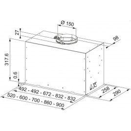 Franke Box Flush Evo Basic FBFE LG A70 Okap kuchenny, Jasnoszary 305.0729.553