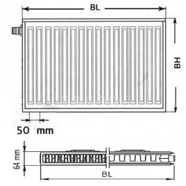 Kermi Therm X2 Profil-V Grzejnik zaworowy 12 500 / 800 FTV120500801L1K