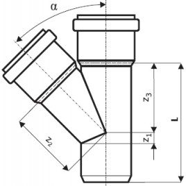 OSMA KGEA Trójnik kanalizacyjny DN 160/125, 45° 222310